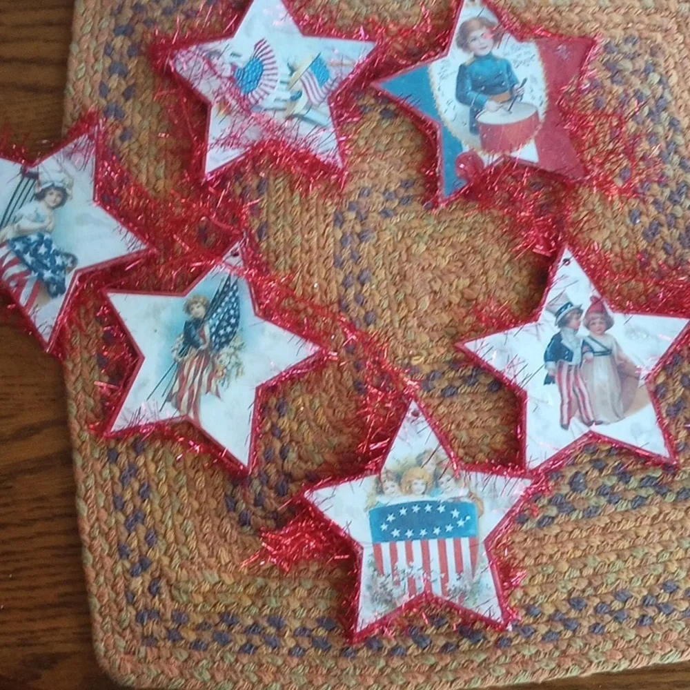 Bethany Lowe Patriotic Stars on Red Tinsel - Picture 1 of 9